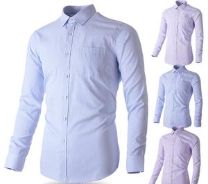 Camicie da Uomo di Alta Gamma Business Casual Slim Fit per Primavera Estate Maniche Lunghe Eleganti a Righe Abbigliamento da Lavoro per Uomini - Product Image 1