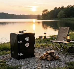 Barbecue à gaz portable en acier inoxydable avec thermomètre, barbecue extérieur moderne - Product Image 1