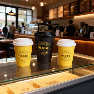 Gobelet en papier kraft blanc à paroi simple, personnalisable avec logo, couleur au choix, portable, recyclable, imperméable, en bambou, pour vente en gros et à emporter - Product Image 1