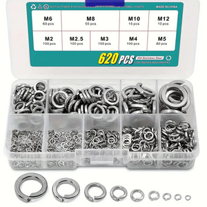 304 Stainless Steel Spring <b>Washers</b> M2 M2.5 M3 M4 M5 M6 M8 M10 M12 620 Pcs Assortment Kit Split <b>Lock</b> <b>Washer</b> Set - Product Image 5