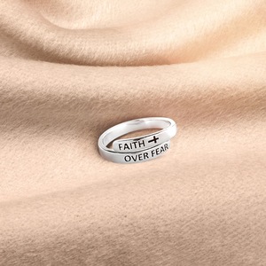 Rainbowking s925 argent sterling croix noir <span class=keywords><strong>anglais</strong></span> bague femme puissance <span class=keywords><strong>de</strong></span> foi bague simple mode bijoux fins bague - Product Image 2