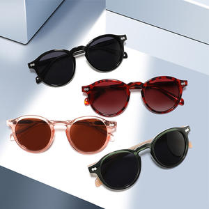 Gafas de sol redondas minimalistas europeas y americanas para mujer, montura de PC, lentes TAC, protección Uv400, moda de viaje, conducción - Product Image 3