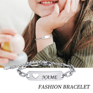 Braccialetto Geometrico a Cuore in Acciaio Inossidabile Personalizzato Goldix, Regalo di Compleanno per Neonati, Nome del Bambino, Cristiani, Quarzo - Product Image 3