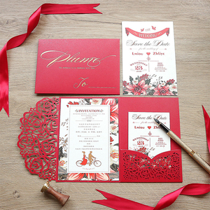 Invitations de <span class=keywords><strong>mariage</strong></span> de luxe personnalisées Kits de cartes découpées au laser Invitations de <span class=keywords><strong>mariage</strong></span> de poche <span class=keywords><strong>rose</strong></span> creuse avec enveloppes - Product Image 6