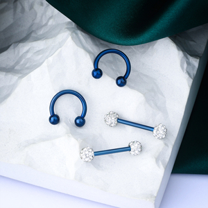 14g Pezón Barbell Herraduras Medio <span class=keywords><strong>Aro</strong></span> Lindo Pequeño Diamante Pavimentado Hipoalergénico Pezón Piercing G23 Titanio Pezón Anillos - Product Image 5