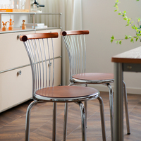 Chaise de salle à manger Bauhaus, assise en bois massif, structure en alliage d'acier, dossier ergonomique, empilable, pour restaurant, maison, café, style vintage