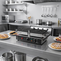 Gaufrier électrique multifonctionnel commercial Fuqi en acier inoxydable, haute efficacité, nettoyage facile, machine à gaufres carrées à bulles