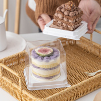 Boîte d'emballage pour gâteau de 2 pouces, pour mousse, petit gâteau, pâtisserie, boîtes d'emballage transparentes en blister mini avec étiquette