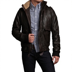 Blouson de motard homme neuf en peau de mouton noir, coupe ajustée, respirant, imperméable, en tissu tricoté, avec fermeture éclair, pour l'hiver, service OEM frontal - Product Image 1