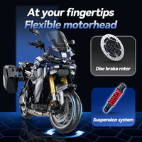Guly 60553 1:5 Moto de rallye MOC en blocs de construction, kit de modèle de moto tout-terrain, briques DIY, cadeau de collection pour les amateurs de motos