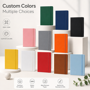Carnet en cuir PU avec élastique A5 A6 ligné 160 pages marqueur ruban 10 couleurs logo personnalisé OEM - Product Image 5