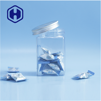 Pots de stockage en plastique PET carrés transparents couvercles poignée pour stocker des collations de sucre bonbons pour biscuits chocolats nourriture pour bébé pour