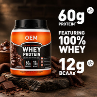 Poudre d'isolat de protéines de lactosérum OEM au chocolat, 60g de protéines, 12g de BCAA, 1,78 lb pour les sports
