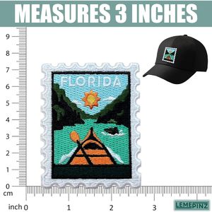 Florida Stamp Embroidery Nonwoven Felt <b>Patch</b> 3 Inches Iron <b>on</b> <b>Sew</b> <b>on</b> Travel Applique Bags Decorative Fabric Various Colors - Product Image 3