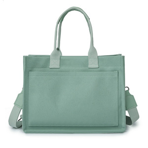 Canvas Tote <b>Bag</b> For Women Solid Color Business <b>Work</b> Shoulder Crossbody <b>Bag</b> With Zippered Pocket - Product Image 5