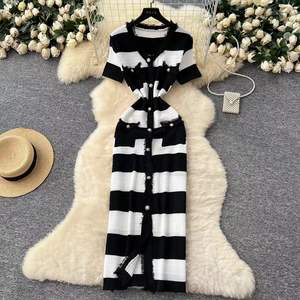 Maglioni a maniche corte con scollo a V da donna a <span class=keywords><strong>fila</strong></span> di bottoni lavorati a maglia con temperamento - Product Image 5