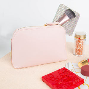 定制标志简单外壳形状收纳器美容盒Pu皮革化妆收纳袋专业旅行化妆包 - Product Image 4