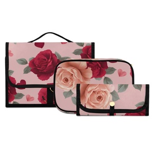Hawaii Custom Puakenikeni <b>Lei</b> Vintage Rose Heart Printed Zipper Makeup Bag, Toiletry Bag, Brush Bag - Product Image 1