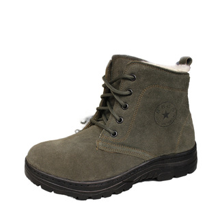 Bottes de neige pour hommes, talon moyen, semelle épaisse, résistantes à l'usure, lacets avant, couleur unie, bottes chaudes d'hiver - Product Image 1