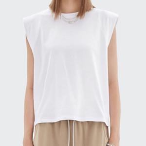 <span class=keywords><strong>T</strong></span>-<span class=keywords><strong>shirt</strong></span> da Donna OEM di Fabbrica Senza Maniche con Spalline Imbottite Taglia Standard Tessuto Morbido al Tatto - Product Image 6