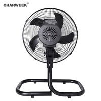 Ventilateurs solaires domestiques rechargeables AC/DC en plastique avec grille, 14 pouces, 3 pales, lumière nocturne, 3 vitesses