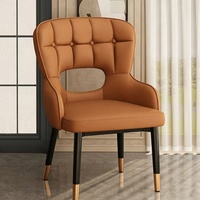 Fauteuil ergonomique moderne avec dossier creux et rembourré, chaise de salle à manger à dossier haut pour hôtel, villa, maison d'hôtes et restaurant