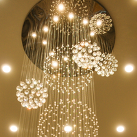 Lustre pour plafond haut, lustres longs pour escalier, luminaires à pampilles en cristal pour hall d'entrée, salon, escalier