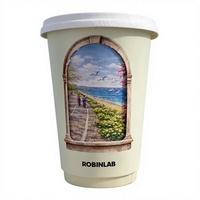 Gobelet en papier à double paroi avec fenêtre rotative, taille personnalisable de 4 oz à 24 oz, logo personnalisé OEM, gobelet à café jetable