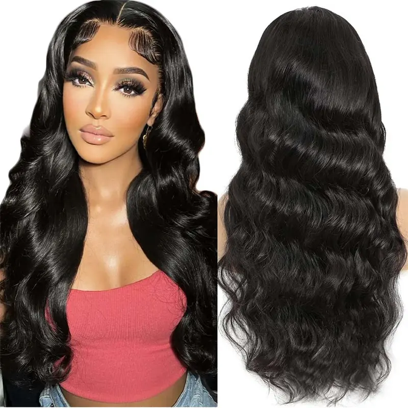 Brazilian Virgin Hair 13x4 Frontal Wigs Preplucked Ocean Loose Wave Sunny Natural Human Hair Lace Front Wig For Black Girl