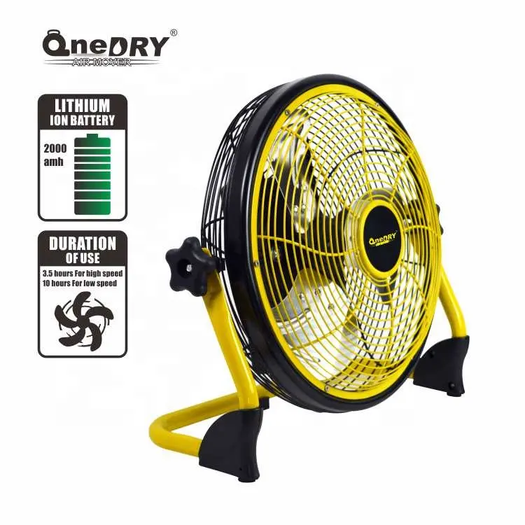 Onedry 12-дюймовые желтые ручные вентиляторы с батареями, перезаряжаемая батарея 12 В, беспроводной уличный вентилятор, зимний садовый напольный вентилятор