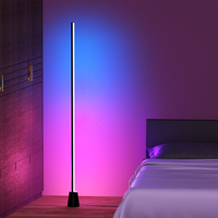 Lampe d'angle au sol, lampe d'angle LED RGB intelligente avec base en marbre pour chambre à coucher, salon, bureau