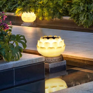 Exterior impermeable LED paisaje patio luces jardín decoración ambiente flor de loto lámpara <span class=keywords><strong>Solar</strong></span> con columna faros - Product Image 2