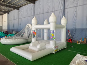Château gonflable blanc avec colonnes de balles transparentes, qualité commerciale, <span class=keywords><strong>pour</strong></span> anniversaires, mariages et événements, <span class=keywords><strong>location</strong></span> commerciale - Product Image 6