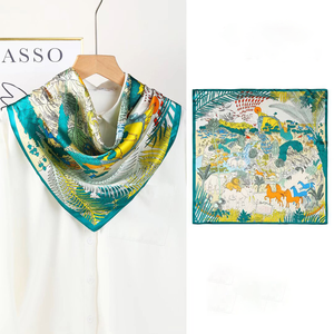 Low MOQ Silk Feeling Polyester Scarf Men Small Square Printed Casual Bandana Neckwear Scarf - Product Image 2