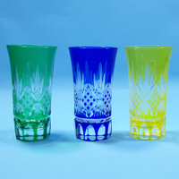 120 ml Style japonais couleur tubé verre mince gobelet jaune saké bière vert verres à liqueur avec coupe à la main neuf diamant conception