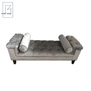 Giá Rẻ Sang Trọng Tufted Nhỏ Mềm Hình Chữ Nhật Sofa Phân Chân Gỗ Bọc Băng Ghế Dự Bị