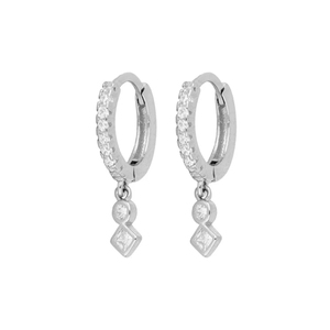 S925 Sterling Silver INS Geometric Round <b>square</b> <b>Diamond</b> All-match <b>Earrings</b> - Product Image 2