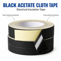 Ruban en tissu d'acétate noir résistant aux hautes températures, ruban d'isolation électrique pour fils, bobines, transformateurs, moteurs