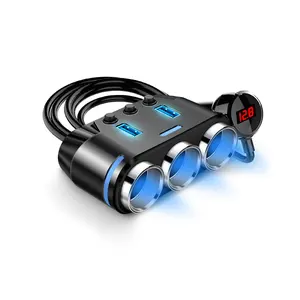 12V 150W Car Splitter Adapter LED Spannungs anzeige Dual USB Auto ladegerät 3 Sockel Auto Zigaretten anzünder Adapter