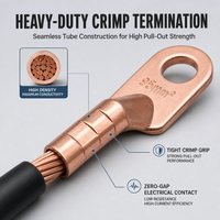 Embout de câble en cuivre pur série DT DT10-300, embout de sertissage par compression pour connexion de mise à la terre des câbles d'alimentation