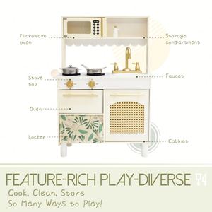 Ensemble de cuisine en bois pour enfants avec brochettes de barbecue simulées pour garçons et filles de 4 à 6 ans, jouet éducatif - Product Image 2