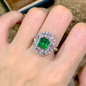 SGARIT 1.5ct Natural emerald ring/pendant 18K gold 59pc halo diamond 0.928ct luxury Jewelry factory gemstone ring wholesale - Product Image 1