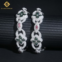 Bracelet pour homme en argent sterling 925, design unique, hip-hop, luxe, serti de pierres, marquise + poire, pierre naturelle, lien cubain infini