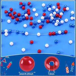 Diy Independence Day Necklace And <b>Bracelet</b> Set 1200 6mm <b>Red</b> White Blue Pearls For <b>Bracelet</b> Making Plastic Resin Round Shape - Product Image 4