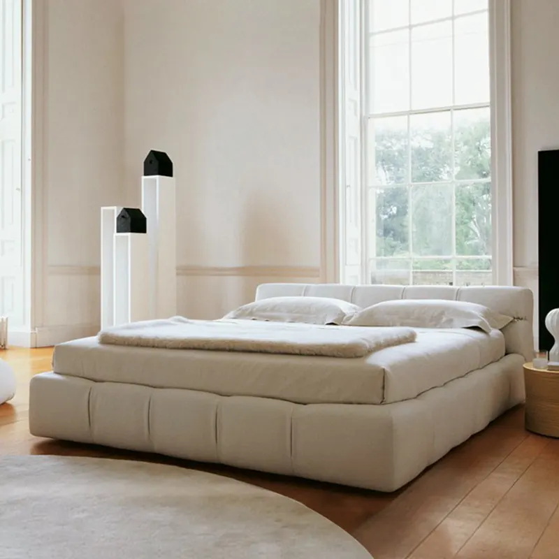 Современный спальный комплект в скандинавском стиле, роскошная кровать 1,5 м, стеганная Тканевая Обивка большого размера для спальни