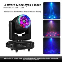 Lumière de scène laser rotative à tête mobile Bee-Eye à six faisceaux RGBW LED pour KTV Bar Indoor Party Atmosphere DMX512 Mode de contrôle