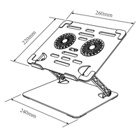 Support portable pliable pour ordinateur portable, réglable en hauteur, avec deux ventilateurs de refroidissement, support ergonomique pour ordinateur portable, pour le bureau et la maison