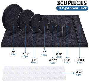 Protège-meubles <span class=keywords><strong>en</strong></span> <span class=keywords><strong>feutre</strong></span> auto-adhésif, coulissant, noir, <span class=keywords><strong>pour</strong></span> chaises, planeurs de sol, lot de 300 pièces - Product Image 3