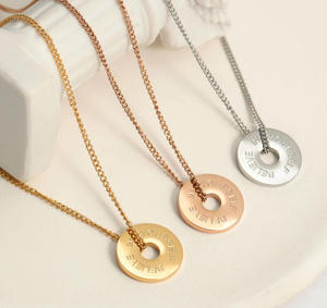 Jietao personnalisé bijoux simples en acier inoxydable croire cercle pendentif collier gravé charme Mantra cadeau d'encouragement pour les filles - Product Image 4