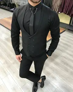 Klasik siyah klasik ceket takım elbise adam giyim takım elbise ceket iş elbisesi artı boyutu 3 adet setleri ile yüksek kalite toplu oranı